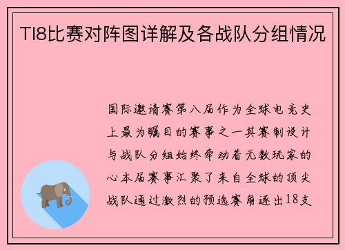 TI8比赛对阵图详解及各战队分组情况